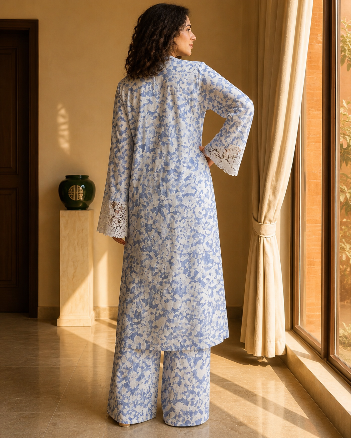 Blue Mist Floral Kurta Set