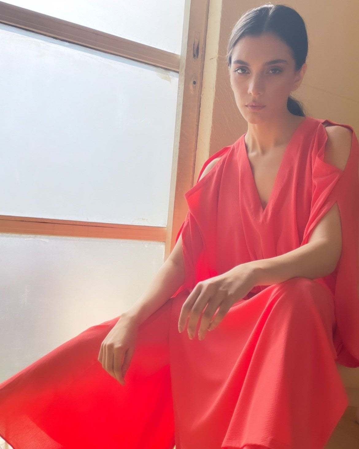 SOLIDS | Coral Kaftan with a wide legged trouser