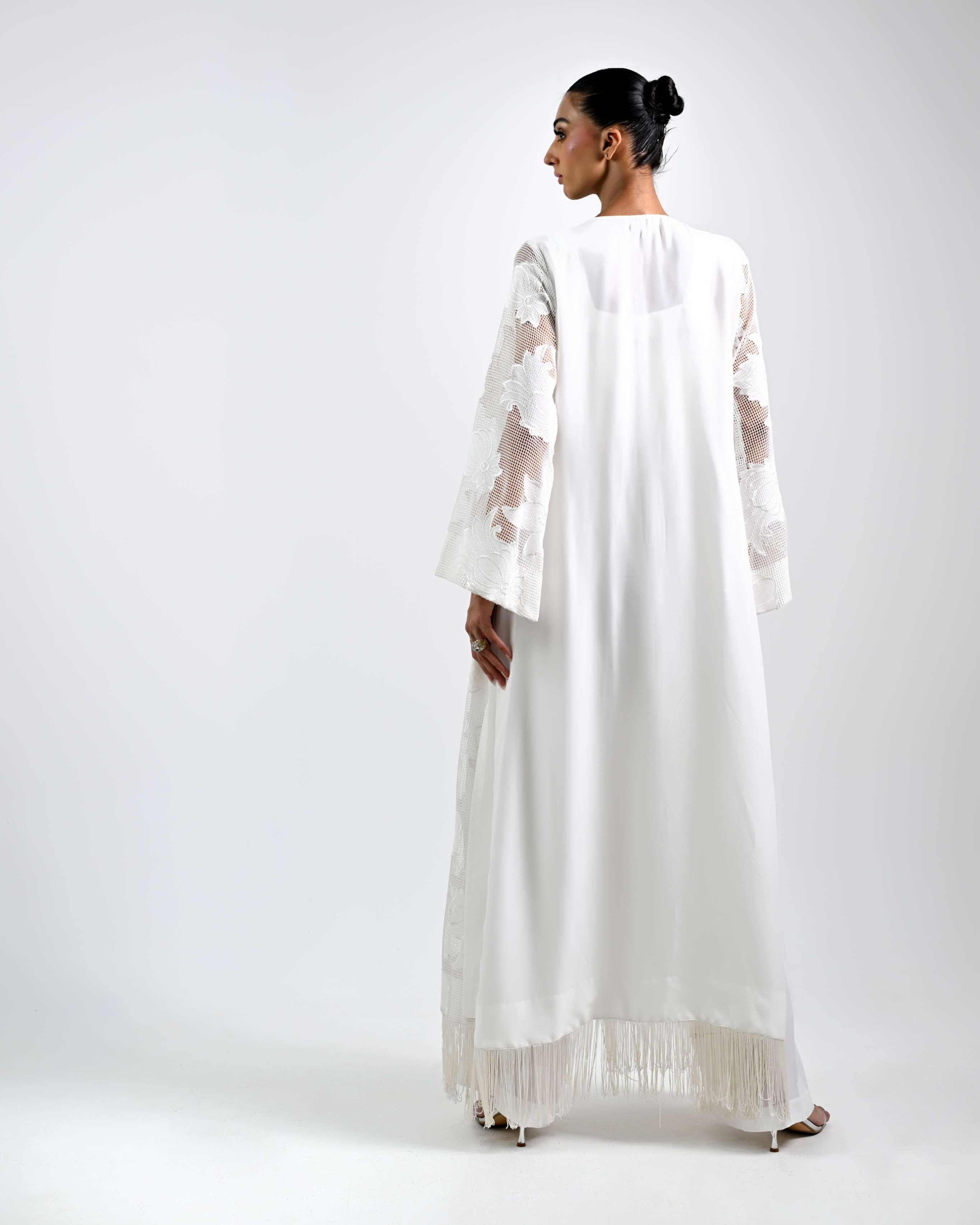 WHITE LOTUS | 3 PIECE - Cotton Net Jacket with plain slip and trouser
